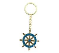 Sea-Club Schlüsselanhänger - Steuerrad Anhänger Zink 5x5cm goldfarben & emailliert