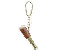 Sea-Club Teleskop-Schlüsselanhänger Anhänger Messing/Holz 5x9cm Ø=2cm