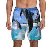 Sea Dolphin Badehose für Herren, Boardshorts, Badeshorts mit Netzfutter, Schwarz, M