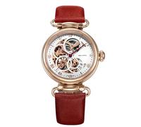 SEA-GULL Mode Damenuhr Lederband Wasserdicht Skelett Automatik Mechanisch für Damen Uhr Halskette Set 6002L Serie, 511.11.6002l-r, Armband