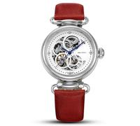 SEA-GULL Mode Damenuhr Lederband Wasserdicht Skelett Automatik Mechanisch für Damen Uhr Halskette Set 6002L Serie, 811.15.6002l-r