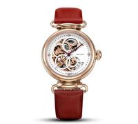 SEA-GULL Mode Damenuhr Lederband Wasserdicht Skelett Automatik Mechanisch für Damen Uhr Halskette Set 6002L Serie, 511.15.6002l-r, Armband