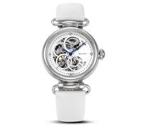 SEA-GULL Mode Damenuhr Lederband Wasserdicht Skelett Automatik Mechanisch für Damen Uhr Halskette Set 6002L Serie, 811.15.6002l-w