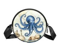 Sea Octopus Crossbody-Taschen für Damen, trendig, kreisförmig, Umhängetasche, runde Handtaschen, Mehrfarbig 1, Einheitsgröße