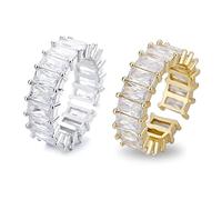 SEA-SHOPPING 2 Stück Zirkonia Ring, Offene Ringe mit verstellbarer Größe Frauen Ring Paar Ring Mädchen Band, Geschenk zum Valentinstag