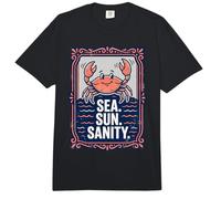 Sea. Sun. Sanity. Happy Crab Beach Ocean Comfort Colors Adult Heavyweight T-Shirt