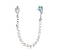 Sea Turtle Star Pearl Sicherheitskette Charms mit 2 Gummi Spacer Stoppers Charms 925 Sterling Silber Perlen passen Pandora Charms Armband für Frauen
