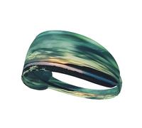 Sea Under The Aurora Borealis bedrucktes elastisches Sport-Stirnband, dehnbares Sport-Stirnband, geeignet für Sport, Reisen und Indoor-Fitness