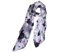 SeaBright Damen Schal Tuch 100% Seide Seidenschal Chiffon Paj dünn leicht transparent 4 Momme SC-S-BH-2209-02 Weiß Schwarz Pink