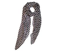 SeaBright Damen Schal Tuch 100% Seide Seidenschal Chiffon Paj dünn leicht transparent 4 Momme SC-S-BH-1904-3 Schwarz Grau Braun Weiß Streifen