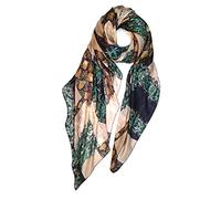 SeaBright Damen Schal Tuch 100% Seide Seidenschal Chiffon Paj dünn leicht transparent 4 Momme SC-S-BH-1809-7 Dunkelgrün Schwarz Braun