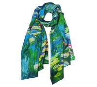 SeaBright Damen Schal Tuch 100% Seide Seidenschal Satin Luxuriös 12 Momme SC-S-BH-2209-11 Grün Blau Blume