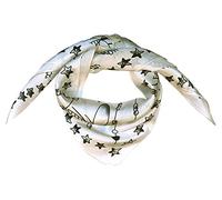 SeaBright Damen Seidentuch Tuch Nickituch Halstuch Bandana 100% Seide Satin 13 Momme Quadratisch 53X53 cm TC-S-BH-1904-53-6 Sterne Schwarz Creme Beige