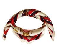 SeaBright Damen Seidentuch Tuch Nickituch Halstuch Bandana 100% Seide Satin 13 Momme Quadratisch 53X53 cm TC-S-BH-2405-53-2 Maritim Seegelschiff Segelboot Anker Steuerrad Weiß Rot