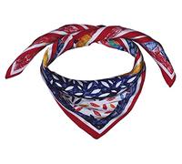 SeaBright Damen Seidentuch Tuch Nickituch Halstuch Bandana 100% Seide Satin 13 Momme Quadratisch 53X53 cm TC-S-BH-2209-53-1 Rot Blau Weiß