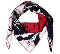SeaBright Damen Tuch Schal 100% Seide Satin Quadratisch Groß 110X110 cm Luxuriös 13 Momme TC-S-BH-2103-02 Rote Rosen Weiß Schwarz