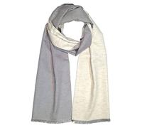 SEABRIGHT Schal 100% Seide Seidenflanell Seidenschal Flauschig Warm Dick SC-S-SD-2106-3 Unifarbe Unifarbig Grau Hellgrau Weiß