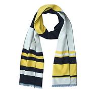 SEABRIGHT Schal 100% Seide Seidenflanell Seidenschal Flauschig Warm Dick SC-S-SS-1804-6 Schwarz Gelb Beige Gestreift Streifen