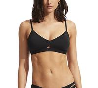 Seafolly Damen Active Hybrid Bralette Bikinioberteil Badeanzug mit Schlüsselloch-Detail in der Mitte, Schwarz (Eco Collective Black)