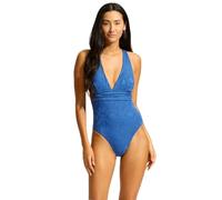 Seafolly Damen-Badeanzug mit tiefem V-Ausschnitt, breiter Riemen, einteiliger Badeanzug, Oasis Ultramarin, 36