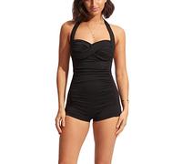 Seafolly Damen Badeanzug mit Twist-Front, weiche Körbchen, einteiliger Badeanzug, Schwarz (Eco Collective Black)