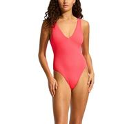 Seafolly Damen Deep V Neck Over The Shoulder One Piece Swimsuit Badeanzug, Sea Dive Snapdragon, 44