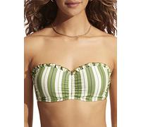 Seafolly Damen Bandeau-Bikinioberteil mit gespleißtem Bustier, Cabana Olivgrün, 40