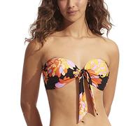Seafolly Damen Bandeau Tie Front Bikini Top Badeanzug, Palmsprings Schwarz, 38