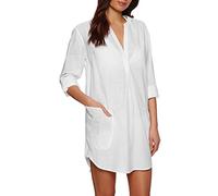 Seafolly Damen Boyfriend Shirt Cover Up Badebekleidung, Beach Basics Weiß, Large