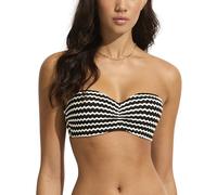 Seafolly Damen Bustier Bandeau Bikini Top Badeanzug, Netz-Effekt, Schwarz, 38