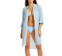 Seafolly Damen Crinkle Twill Shirt Überwurf für Schwimmbekleidung, Beach Edit Cornflower, Large