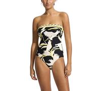 Seafolly Damen Dd Cup Bandeau Einteiliger Badeanzug, Paradiesvögel, Schwarz, 44