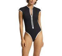 Seafolly Damen Einteiliger Badeanzug mit Flügelärmeln und Reißverschluss vorne Überwurf für Schwimmbekleidung, Beach Bound Schwarz, 40