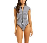 Seafolly Damen Einteiler mit Flügelärmeln und Reißverschluss vorne, Echtes Marineblau, 38