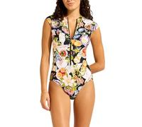 Seafolly Damen Einteiler mit Reißverschluss vorne, Riviera Coast Black, 40
