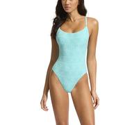 Seafolly Damen Einteiliger quadratischem Ausschnitt und hohem Beinausschnitt Badeanzug, Marloe Atoll Blue, 40