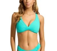 Seafolly Damen F Cup Wrap Front Top Swimsuit Bikini, Eco Collective Aquatic Blue, 38