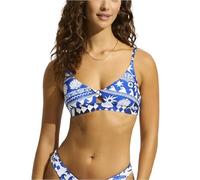 Seafolly Damen Active Hybrid Bralette Top with Center Keyhole Detail Bikini, Korfu-Azurblau, 40