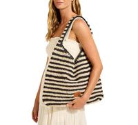 Seafolly Damen Standard Bast Stripe Tote Bag CarriedAway NAT/Black