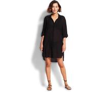 SEAFOLLY Damen Strandkleid /-Hemd "Crinkle Twill Beach Shirt" (53108-CU) S Schwarz