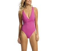 Seafolly Damen Tiefer V Breiter Riemen Einteiliger Badeanzug, Eco Collective Hot Pink, 40