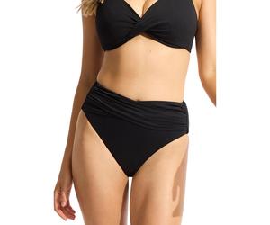 Seafolly High Waist Wrap Front Damen Bikinihose (Schwarz 34 Größe)
