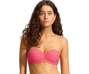 Seafolly - Mesh Effect Bustier Bandeau Bikini Top Damen hot pink