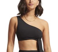 Seafolly Women's One Shoulder Bikini Top Swimsuit Sash Detail, Eco Collective Black, 8