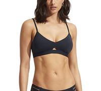 Seafolly Women's Standard Active Hybrid Bralette Bikini Top Swimsuit with Center Keyhole Detail, Eco Collective True Navy, 10