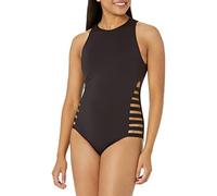 Seafolly Women's Standard High Neck One Piece Swimsuit with Multi Strap Sides, Eco Collective Black, 6