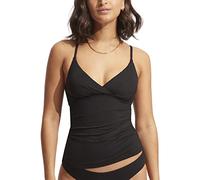 Seafolly Women's Standard Wrap Front Tankini Top Swimsuit, Eco Collective Black, 12