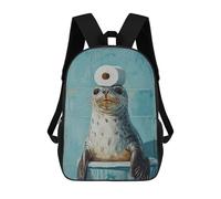 Seal Balancing Toilet Paper Roll-1 17inch Schulrucksack, 3D-gedruckt, Kinderrucksack, Modisch, Lässig, Ideal Für Reisen Und Schulkinder