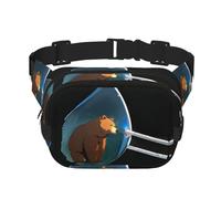 Sealed Brown Bear Pattern Trendy Fashion Waist Bag Unisex Travel Sports Messenger Bag