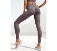 Seamless Leggings LASCANA "- Po Push Up Leggings" Gr. M (40/42), N-Gr, braun Damen Hosen Leggings mit Rippstruktur und Shapingeffekt, Sporthose, Sportleggings (94342622-M)